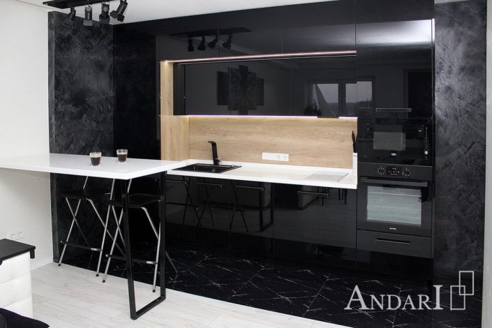 прямая кухня акрил андари